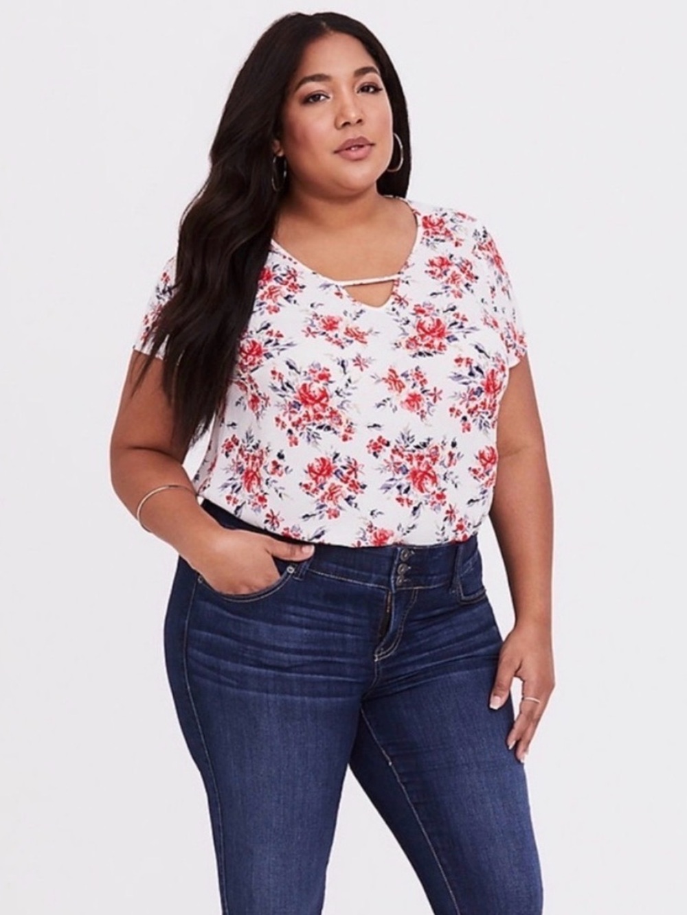 Torrid Floral Georgette Keyhole Top Size 1X